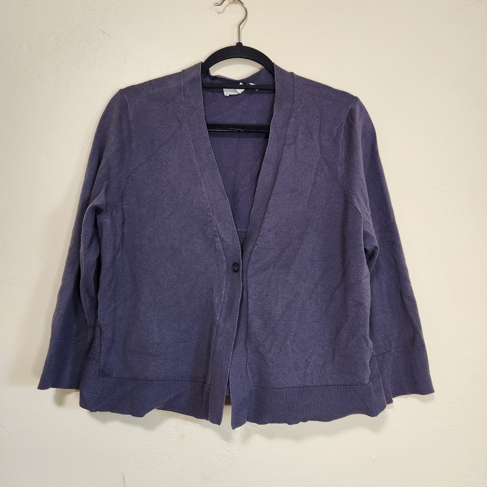 Loft Button Front‎ Purple Cardigan Womens Size Large